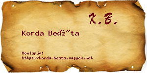 Korda Beáta névjegykártya