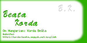 beata korda business card